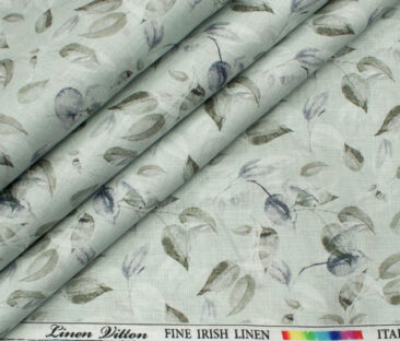 Pee Gee Men's Linen Printed 2.25Meter Unstitched Shirting Fabric (Light Pistachious Green)