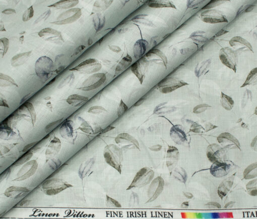 Pee Gee Men's Linen Printed 2.25Meter Unstitched Shirting Fabric (Light Pistachious Green)