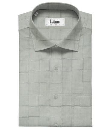 Soktas Men's Giza Cotton Checks Unstitched Shirting Fabric (Light Grey)