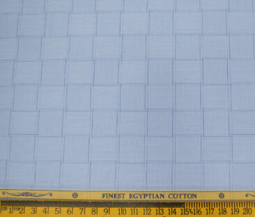 Soktas Men's Giza Cotton Checks Unstitched Shirting Fabric (Sky Blue )