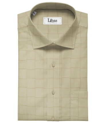 Soktas Men's Giza Cotton Checks Unstitched Shirting Fabric (Tan Beige )