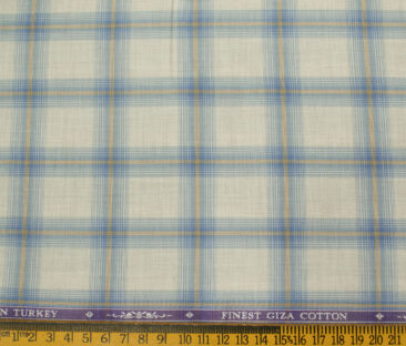 Soktas Men's Giza Cotton Checks Unstitched Shirting Fabric (Beige)