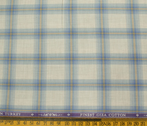 Soktas Men's Giza Cotton Checks Unstitched Shirting Fabric (Beige)