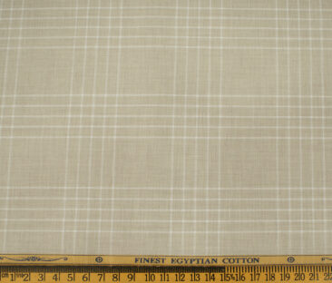 Soktas Men's Giza Cotton Checks Unstitched Shirting Fabric (Tan Beige )
