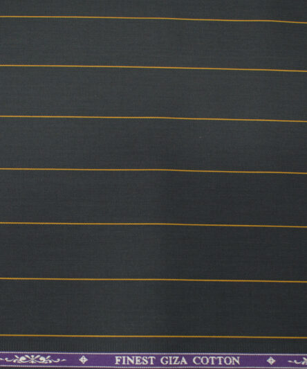 Soktas Men's Giza Cotton Striped Unstitched Shirting Fabric (Dark Grey)