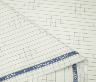 Soktas Men's Giza Cotton Striped Unstitched Shirting Fabric (Milky White)
