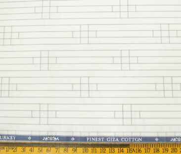 Soktas Men's Giza Cotton Striped Unstitched Shirting Fabric (Milky White)