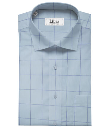 Soktas Men's Giza Cotton Checks Unstitched Shirting Fabric (Sky Blue ) - Image 2