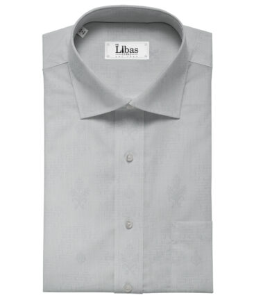 Soktas Men's Giza Cotton Self Design Unstitched Shirting Fabric (Light Grey)