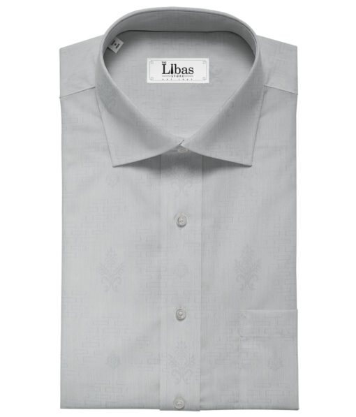 Soktas Men's Giza Cotton Self Design Unstitched Shirting Fabric (Light Grey)