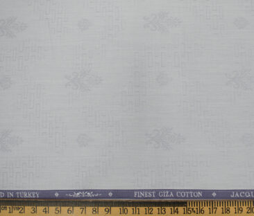 Soktas Men's Giza Cotton Self Design Unstitched Shirting Fabric (Light Grey)