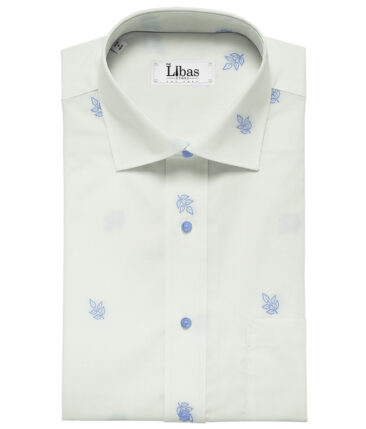 Soktas Men's Giza Cotton Jaquard Unstitched Shirting Fabric (White)