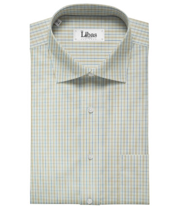 Soktas Men's Giza Cotton Checks Unstitched Shirting Fabric (Milky White)