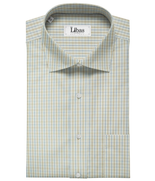 Soktas Men's Giza Cotton Checks Unstitched Shirting Fabric (Milky White)