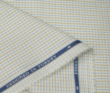 Soktas Men's Giza Cotton Checks Unstitched Shirting Fabric (Milky White)
