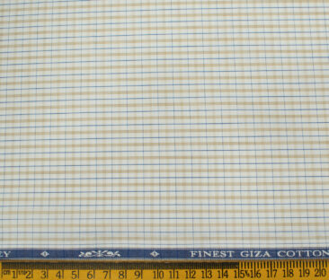 Soktas Men's Giza Cotton Checks Unstitched Shirting Fabric (Milky White)