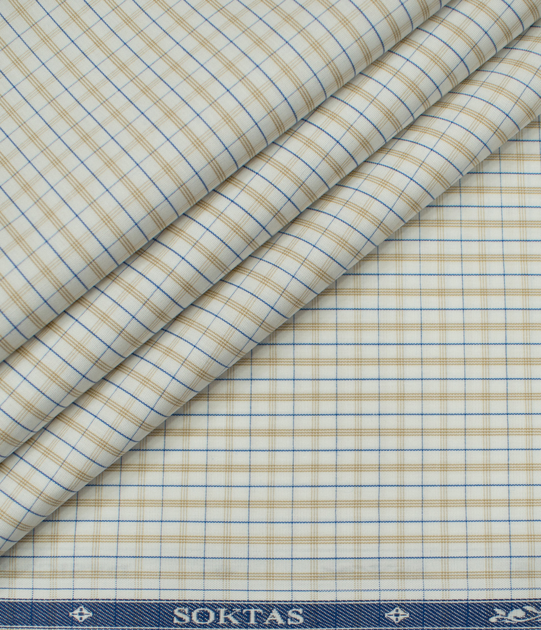 Soktas Men's Giza Cotton Checks Unstitched Shirting Fabric (Milky White)