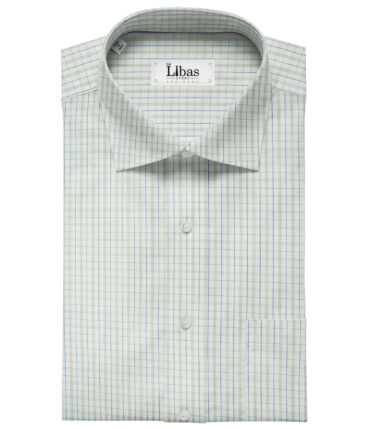 Soktas Men's Giza Cotton Checks Unstitched Shirting Fabric (White)