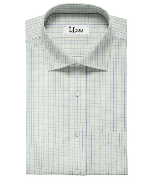Soktas Men's Giza Cotton Checks Unstitched Shirting Fabric (White)