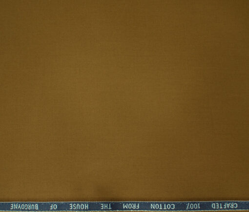 Burgoyne Men's Cotton Solids  Unstitched Trouser Fabric (Caramel Brown)