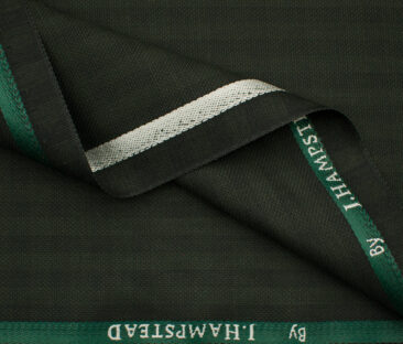 J.Hampstead Men's Polyester Viscose Checks 3.75 Meter Unstitched Suiting Fabric (Dark Seaweed Green)