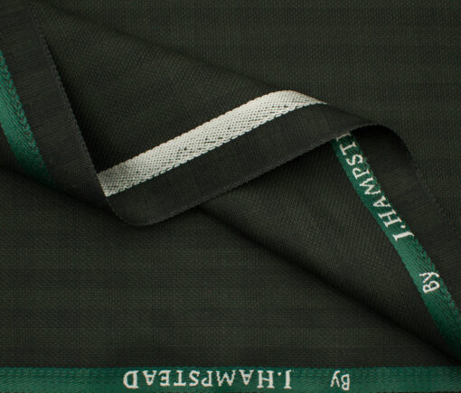 J.Hampstead Men's Polyester Viscose Checks 3.75 Meter Unstitched Suiting Fabric (Dark Seaweed Green)