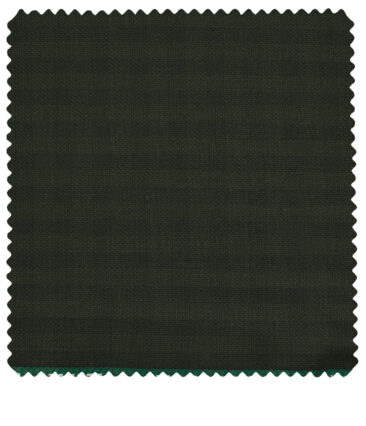 J.Hampstead Men's Polyester Viscose Checks 3.75 Meter Unstitched Suiting Fabric (Dark Seaweed Green)