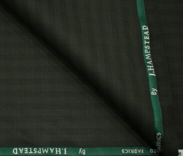 J.Hampstead Men's Polyester Viscose Checks 3.75 Meter Unstitched Suiting Fabric (Dark Seaweed Green)