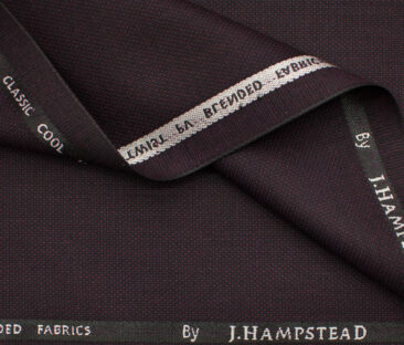 J.Hampstead Men's Polyester Viscose Structured 3.75 Meter Unstitched Suiting Fabric (Dark Wine)