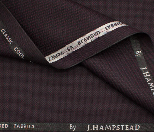 J.Hampstead Men's Polyester Viscose Structured 3.75 Meter Unstitched Suiting Fabric (Dark Wine)