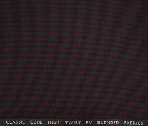 J.Hampstead Men's Polyester Viscose Structured 3.75 Meter Unstitched Suiting Fabric (Dark Wine)