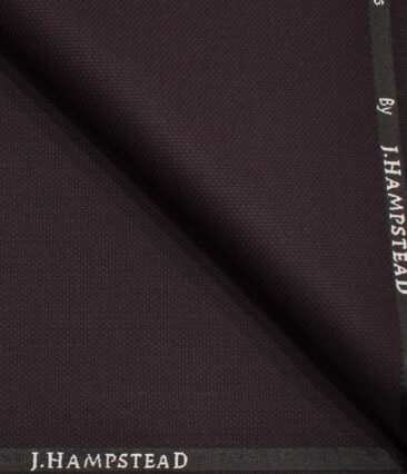 J.Hampstead Men's Polyester Viscose Structured 3.75 Meter Unstitched Suiting Fabric (Dark Wine)
