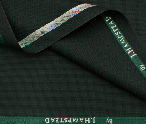 J.Hampstead Men's Polyester Viscose Structured 3.75 Meter Unstitched Suiting Fabric (Dark Pine Green)