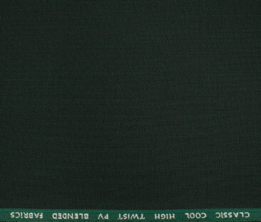 J.Hampstead Men's Polyester Viscose Structured 3.75 Meter Unstitched Suiting Fabric (Dark Pine Green)