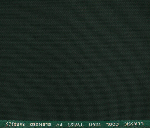 J.Hampstead Men's Polyester Viscose Structured 3.75 Meter Unstitched Suiting Fabric (Dark Pine Green)