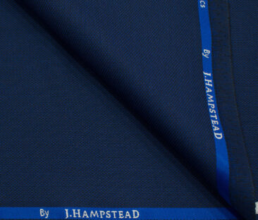 J.Hampstead Men's Polyester Viscose Structured 3.75 Meter Unstitched Suiting Fabric (Dark Royal Blue )