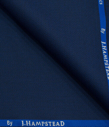 J.Hampstead Men's Polyester Viscose Structured 3.75 Meter Unstitched Suiting Fabric (Dark Royal Blue )
