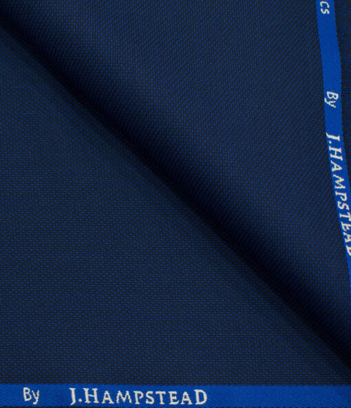 J.Hampstead Men's Polyester Viscose Structured 3.75 Meter Unstitched Suiting Fabric (Dark Royal Blue )