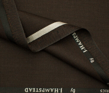 J.Hampstead Men's Polyester Viscose Structured 3.75 Meter Unstitched Suiting Fabric (Dark Mocha Brown)