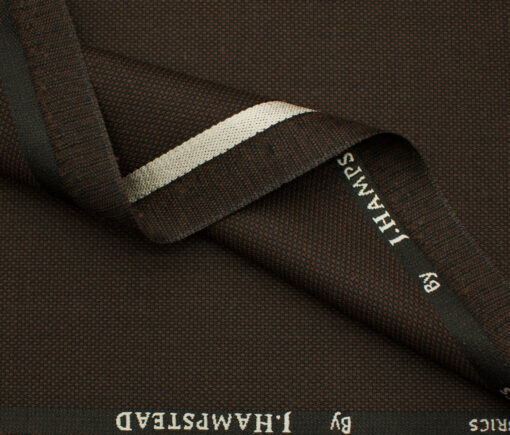 J.Hampstead Men's Polyester Viscose Structured 3.75 Meter Unstitched Suiting Fabric (Dark Mocha Brown)