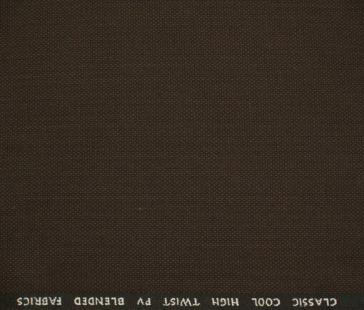 J.Hampstead Men's Polyester Viscose Structured 3.75 Meter Unstitched Suiting Fabric (Dark Mocha Brown)