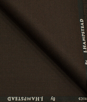 J.Hampstead Men's Polyester Viscose Structured 3.75 Meter Unstitched Suiting Fabric (Dark Mocha Brown)