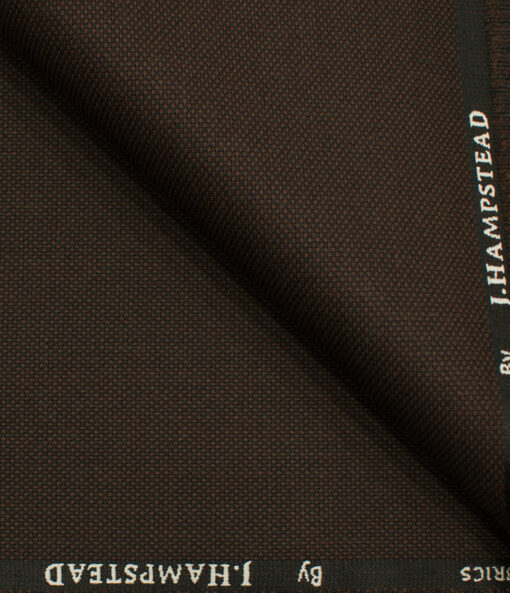 J.Hampstead Men's Polyester Viscose Structured 3.75 Meter Unstitched Suiting Fabric (Dark Mocha Brown)