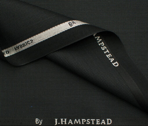 J.Hampstead Men's Polyester Viscose Structured 3.75 Meter Unstitched Suiting Fabric (Blackish Grey)