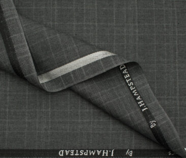 J.Hampstead Men's Polyester Viscose Checks 3.75 Meter Unstitched Suiting Fabric (Grey)