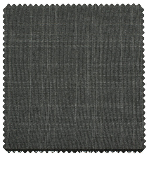J.Hampstead Men's Polyester Viscose Checks 3.75 Meter Unstitched Suiting Fabric (Grey)