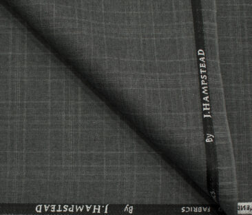 J.Hampstead Men's Polyester Viscose Checks 3.75 Meter Unstitched Suiting Fabric (Grey)