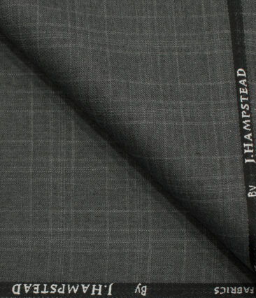 J.Hampstead Men's Polyester Viscose Checks 3.75 Meter Unstitched Suiting Fabric (Grey)