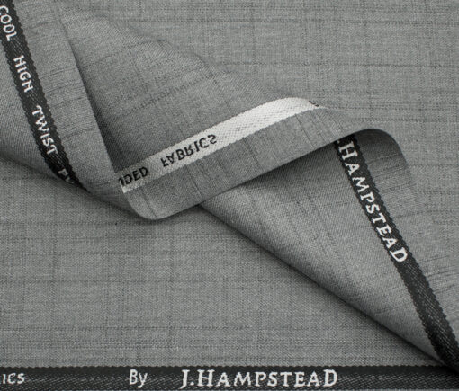 J.Hampstead Men's Polyester Viscose Checks 3.75 Meter Unstitched Suiting Fabric (Light Grey)