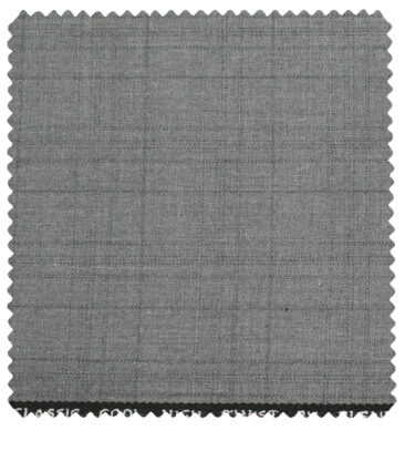 J.Hampstead Men's Polyester Viscose Checks 3.75 Meter Unstitched Suiting Fabric (Light Grey)